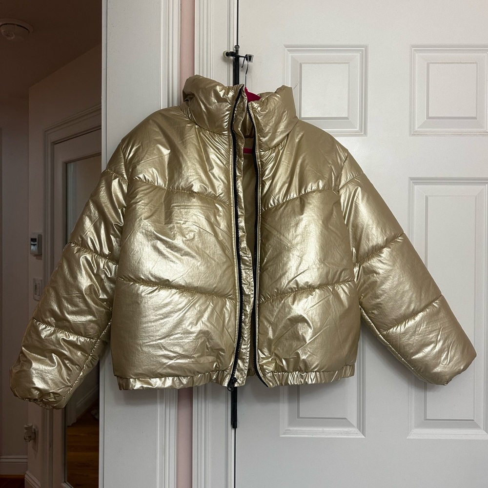 Wild Fable Metallic Gold Puffer Jacket